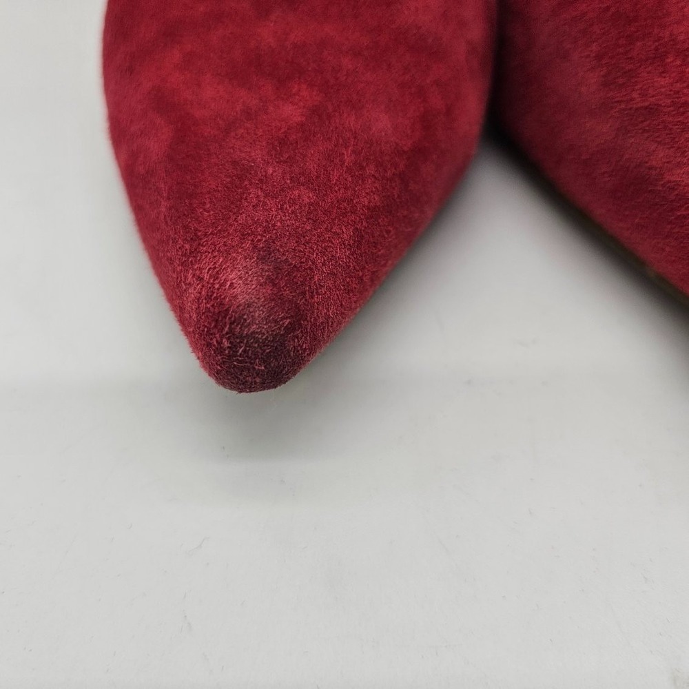 Halston Women Size 9 Sock Red Booties Suede Stretchy Pointy Toe Valentine Day - Picture 8 of 14